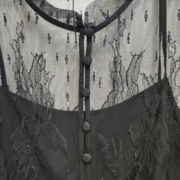 Marc Cain Women's Black Lace Blouse W/Drawstring/Tassels/Elastic Cuffs Size 12 - Picture 2 of 12